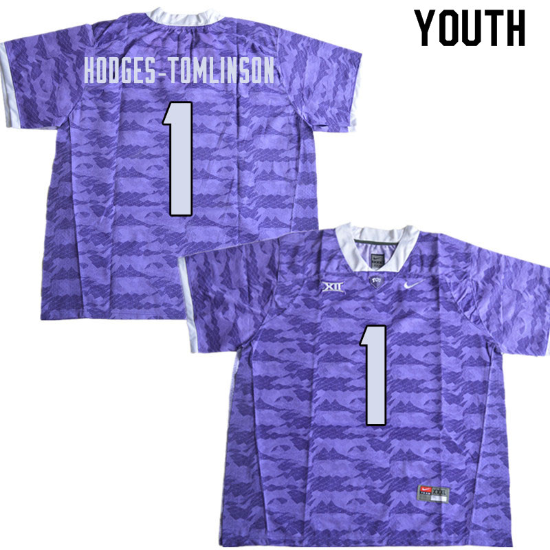 Youth #1 Tre'Vius Hodges-Tomlinson TCU Horned Frogs College Football Jerseys Sale-Limited Purple - Click Image to Close